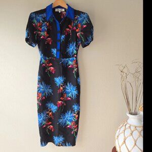 Diane Von Furstenberg Black Floral Dress Size 2 New without Tags Never Worn